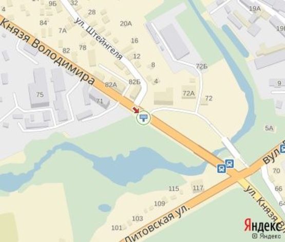 Схема рекламной плоскости по адресу Князя Володимира ул., (перед мостом)