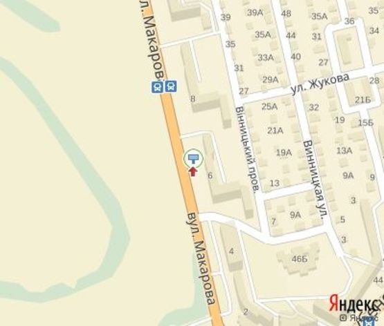 Схема рекламной плоскости по адресу Макарова ул., 6 (Спальный район ,Продуктовые магазины"Їжачок" ,"Здоров`ячок")