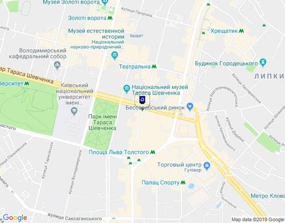 Схема рекламной плоскости по адресу Пушкінська Вул./Тараса Шевченка Булв. (Прем'єр Палац)