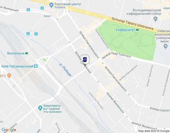 Схема рекламной плоскости по адресу Жилянська Вул., 85/ Вул. Л.Толстого