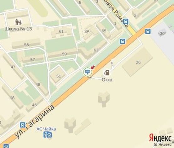 Схема рекламной плоскости по адресу Гагарина ул., 70 в центр.(напротив АЗС "ОККО",перед Multiplex "Эра")