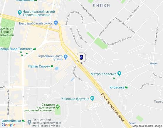 Схема рекламной плоскости по адресу Лесі Українки, Б-р 2 / Басейа (Парус)