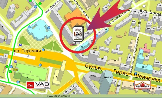 Схема рекламной плоскости по адресу Гончара Вул. / Перемоги Пл. ("KFC")