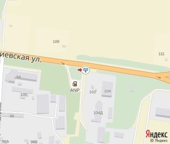 Схема рекламной плоскости по адресу Киевская ул., 93 (выезд из города) (напротив АЗС "ANP")