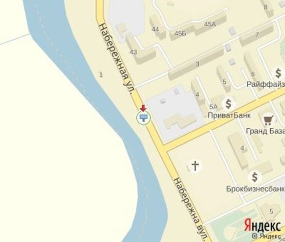 Схема рекламної площини за адресою Набережная ул., (возле пешеходного моста)