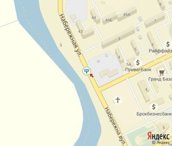 Схема рекламної площини за адресою Набережная ул., (возле пешеходного моста)