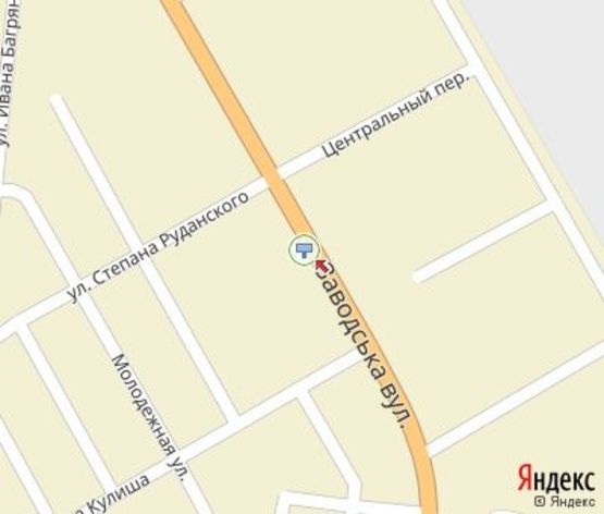 Схема рекламної площини за адресою Заводская ул., 6  к супермаркету "Наш Край"(в центр)