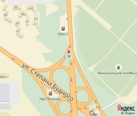 Схема рекламної площини за адресою Микулинецкая ул. - Будного С. ул.