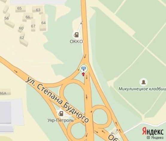 Схема рекламной плоскости по адресу Микулинецкая ул. - Будного С. ул.