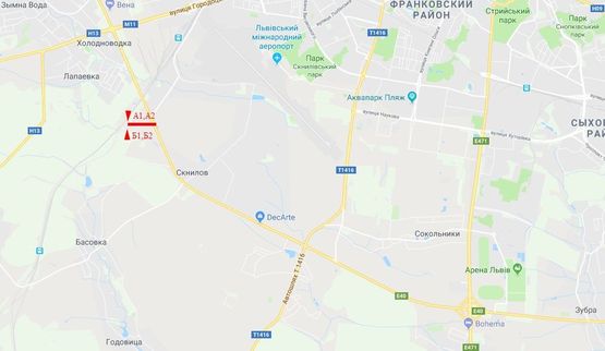 Схема рекламной плоскости по адресу М-10 Западный обход, возле Автохата в сторону ТЦ "King Cross" , нижний