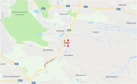 Схема рекламной плоскости по адресу Трасса М-06 Киев-Чоп, с. Соснивка, левый