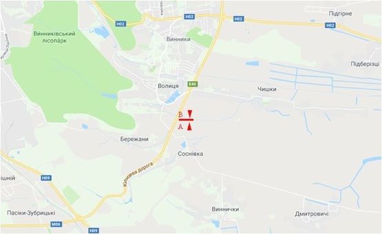 Схема рекламної площини за адресою Трасса М-06 Киев-Чоп, с. Соснивка, левый