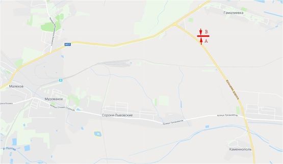 Схема рекламной плоскости по адресу М-06 Киев-Чоп, Окружная дорога з Киева после Гамалиевки, левый