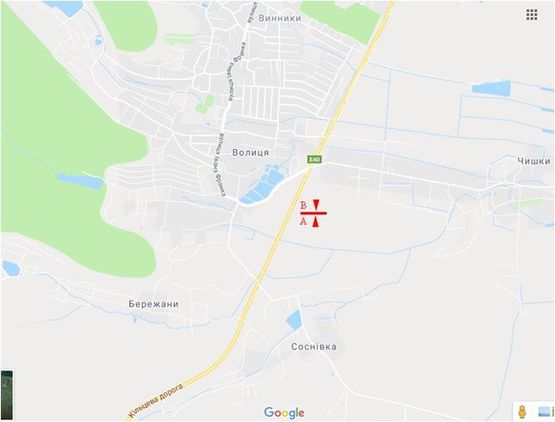 Схема рекламной плоскости по адресу Трасса М-06 Киев-Чоп, с.Чишки, левый