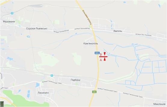 Схема рекламной плоскости по адресу Трасса М-06 Киев-Чоп, с. Камьянопиль, АЗС Авиас