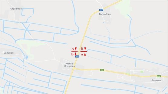 Схема рекламної площини за адресою Автодорога Львов-Радехов, въезд во Львов, слева