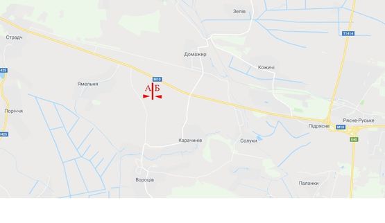 Схема рекламной плоскости по адресу Автодорога Львов-Краковец, въезд во Львов, левый