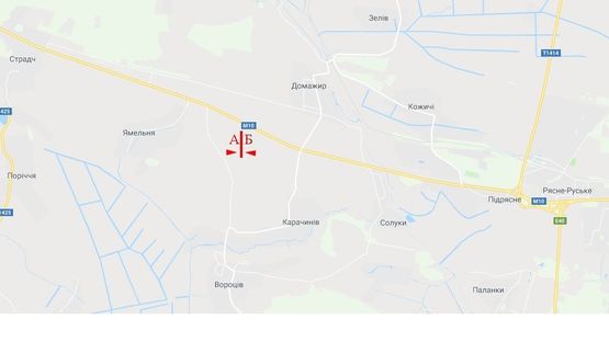 Схема рекламної площини за адресою Автодорога Львов-Краковец, выезд со Львова, левый