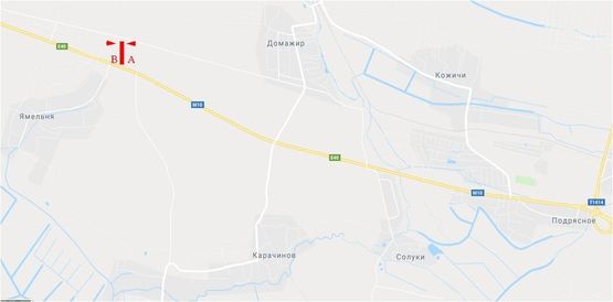 Схема рекламной плоскости по адресу Автодорога Львов-Краковец, выезд со Львова, правый