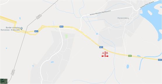 Схема рекламної площини за адресою Автодорога Львов-Краковец, перед госграницей