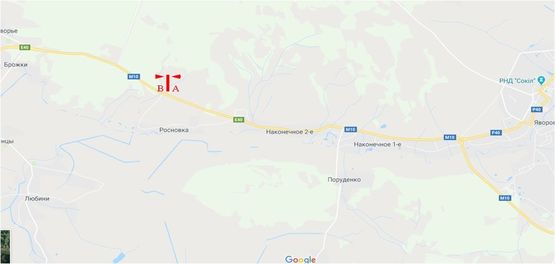 Схема рекламної площини за адресою Автодорога Львов-Краковец, в направлении Краковца