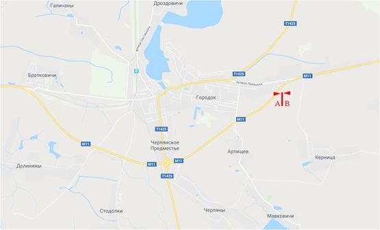 Схема рекламної площини за адресою Автодорога Довжанка-Черляни (Городок)