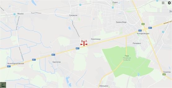 Схема рекламной плоскости по адресу Автодорога Львов-Шегини, с.Конопниця  (на Львов)