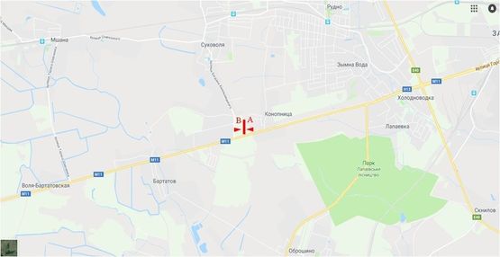 Схема рекламної площини за адресою Автодорога Львов-Шегини, с.Конопниця  (на Городок)