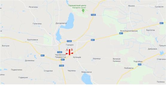 Схема рекламної площини за адресою Автодорога Довжанка-Черляни, (Городок) справа