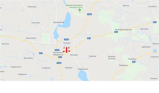 Схема рекламной плоскости по адресу Автодорога Довжанка-Черляни, (Городок) справа