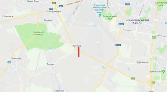 Схема рекламной плоскости по адресу Кольцевая дорога, Западный обход, с. Скнилов, возле "Trans-Service-1", в сторону ТЦ "Metro"