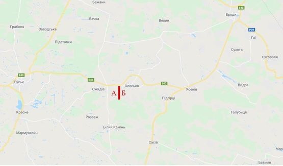 Схема рекламной плоскости по адресу Трасса Киев - Чоп, въезд в смт Олеско