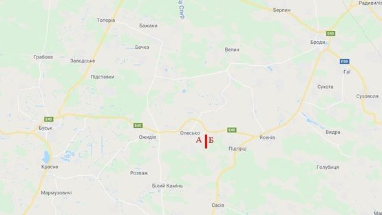 Схема рекламной плоскости по адресу Трасса Киев - Чоп, выезд из смт Олеско