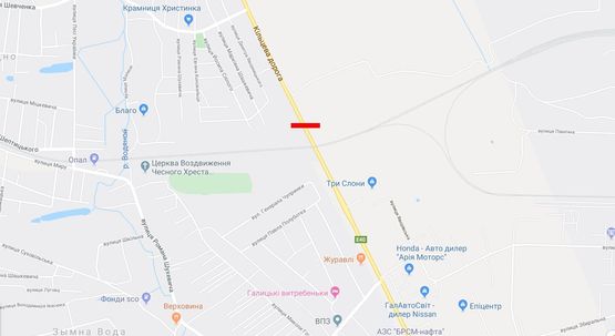 Схема рекламной плоскости по адресу Кольцевая дорога, западный обход, в сторону ТЦ "Три слона", №1