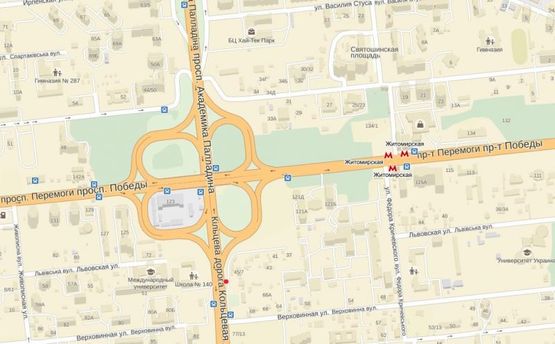 Схема рекламной плоскости по адресу Большая Кольцевая дорога,/ ул. Львовская, 45/7 в сторону Петропавловской Борщаговки