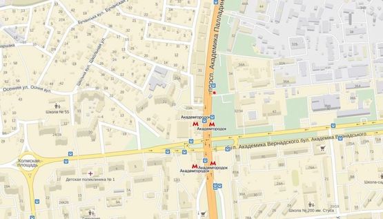 Схема рекламної площини за адресою Академика Палладина просп., 34 в сторону Новобеличей перед остановкой