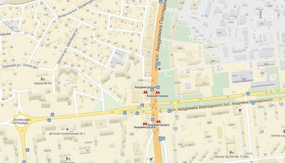 Схема рекламної площини за адресою Академика Палладина просп., 34 в сторону просп.Победы(перед м.Академгородок)