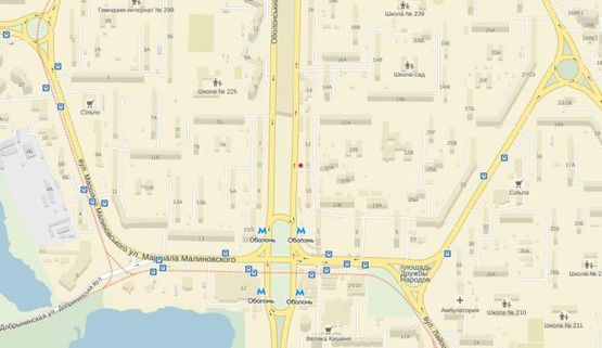 Схема рекламной плоскости по адресу Оболонский просп., 12 в сторону м.Оболонь (перед ТРЦ "Метрополис")