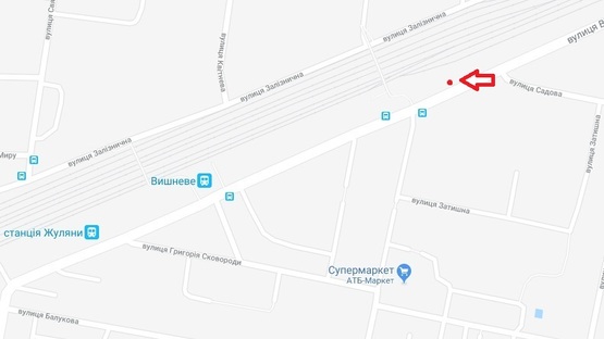 Схема рекламной плоскости по адресу г.Вишневое, ул.Чорновола, напротив д. 8(Ресторан Камелот)