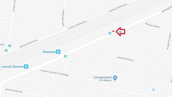 Схема рекламной плоскости по адресу г.Вишневое, ул.Чорновола, напротив поворота на ул.Староюрьевской, за переходом