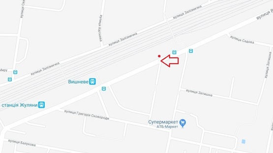 Схема рекламной плоскости по адресу г.Вишневое, ул.Чорновола, напротив ул.Староюрьевской 5