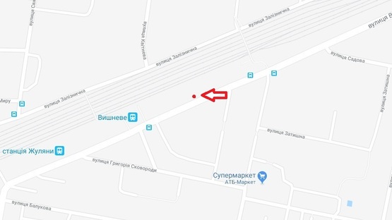 Схема рекламной плоскости по адресу г.Вишневое, ул.Чорновола, 120м до ЖД остановки Вишневое