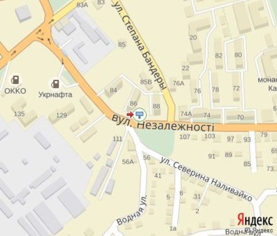 Схема рекламної площини за адресою Независимости ул., (центр города, 300 м. АЗС "ОККО")