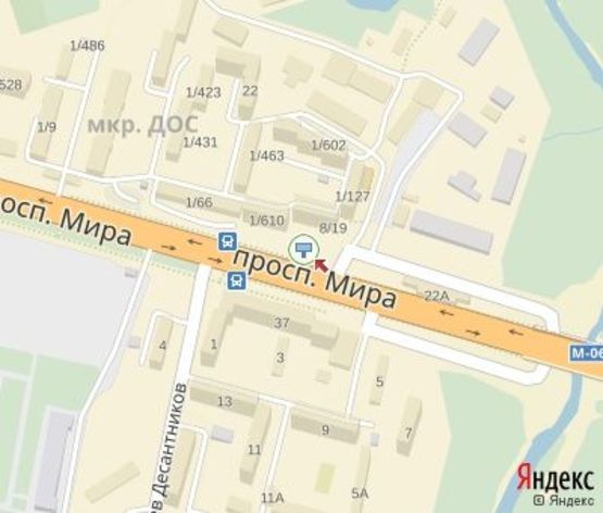 Схема рекламной плоскости по адресу Мира пр., 22 ( рядом Еко маркет, Житомирский Военный институт)