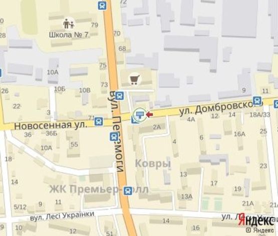 Схема рекламной плоскости по адресу Домбровского ул., 2 (Ощадбанк, VAB,  Еко Маркет)