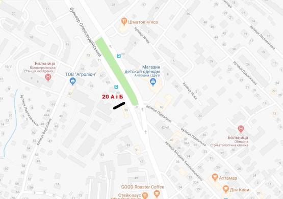 Схема рекламной плоскости по адресу бул. Олександрійський, 59 Росич ( в сторону  Піонерської)