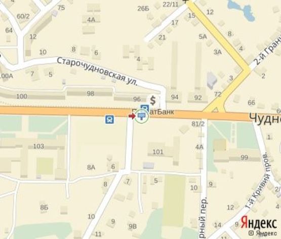 Схема рекламної площини за адресою Чудновская ул.,101  (АЗС "ЭКО Оил", Эконом. коледж)