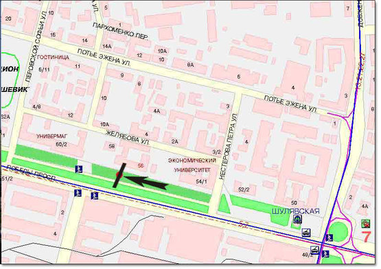 Схема рекламной плоскости по адресу пр. Перемоги, 56 у напр. центру