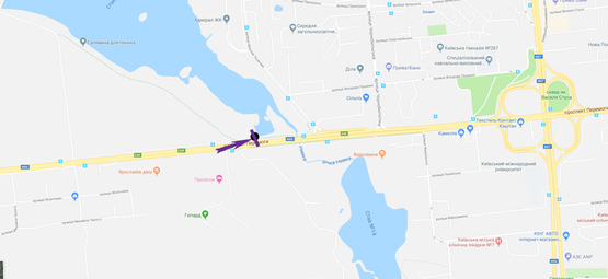 Схема рекламной плоскости по адресу пр. Победы, пейнтбольный клуб Гепард, направление в центр