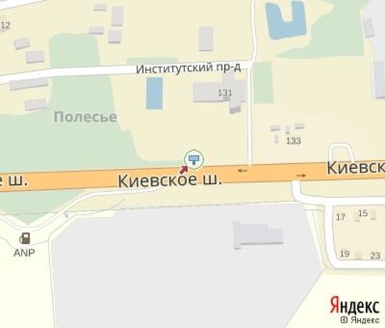 Схема рекламной плоскости по адресу Киевское шоссе, 131 (АЗС ANP)